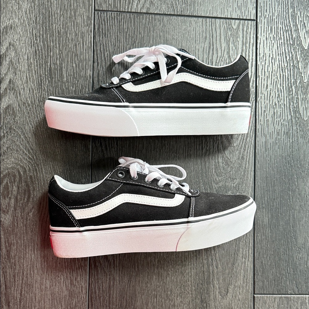 Black and White Platform vans